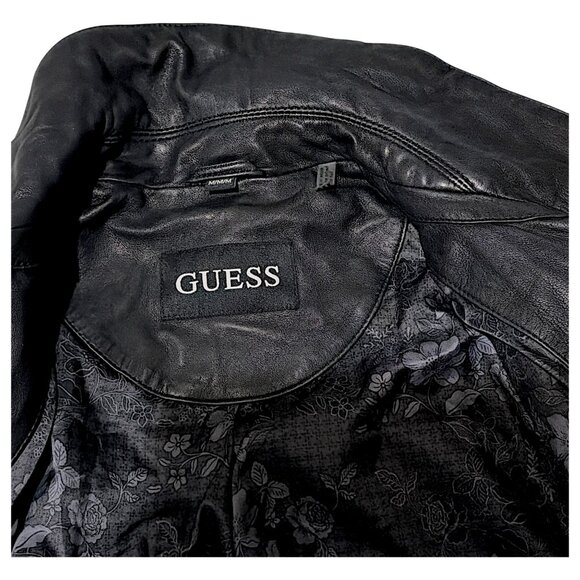 Guess Jacket Womens M Black Buttersoft Leather Moto Crop Goth Punk Biker Concert - Picture 3 of 16